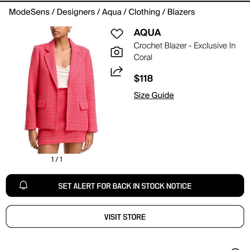 Skies Are Blue Coral Textured Woven Blazer Jacket - Picture 3 of 3